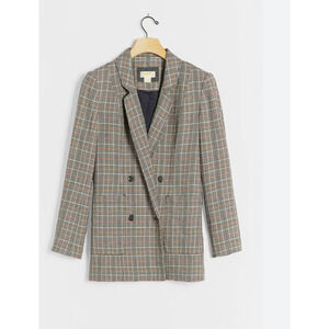 Anthropologie Maeve Lilith Oversized Blazer Jacket Sz. 10 Plaid Double Breasted